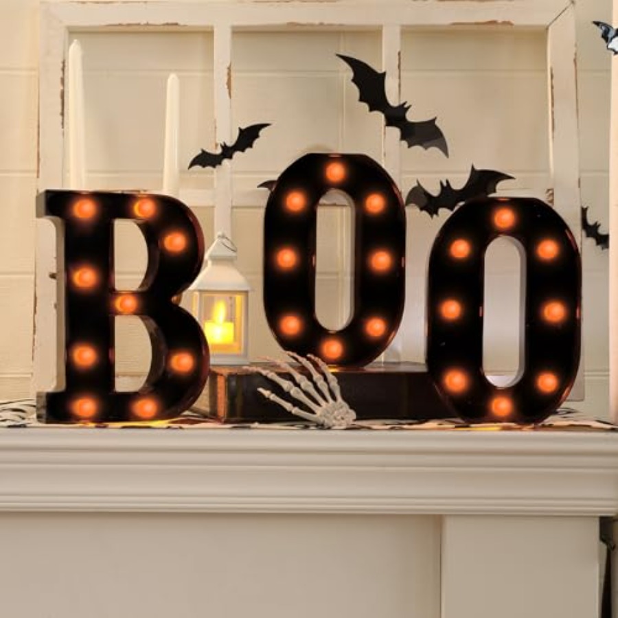 Light Up Letters Marquee - ของตกแต่งฮาโลวีน-3 ตัวอักษรเรืองแสง 