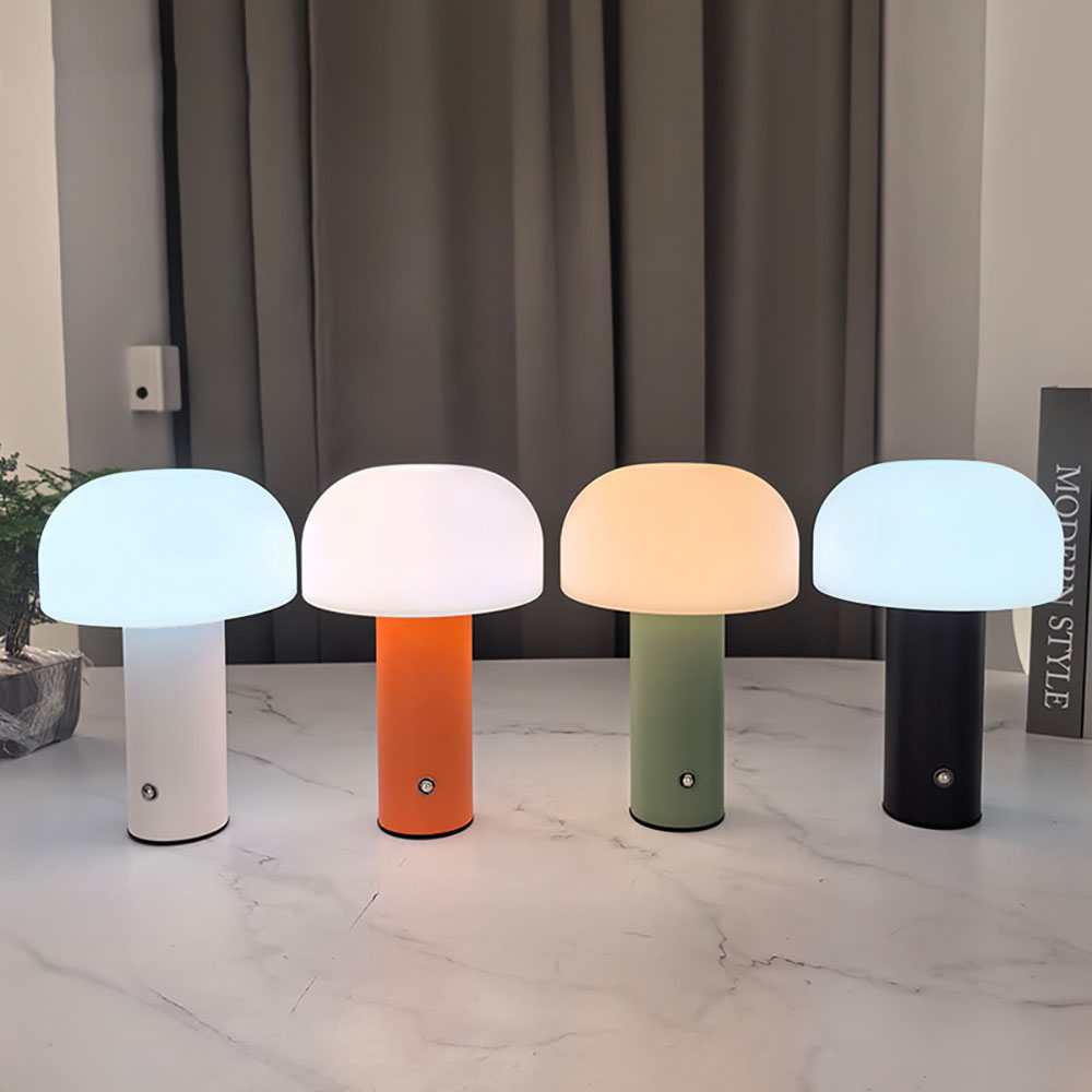 Mushroom Table Lamp - โคมไฟตั้งโต๊ะหรี่แสงได้3สี, ใหม่โคมไฟตั้งโต๊ะชาร์จได้ทรงเห็ดหลอดไฟ LED สำหรับบาร์ร้านอาหารตกแต่งห้องนอน
