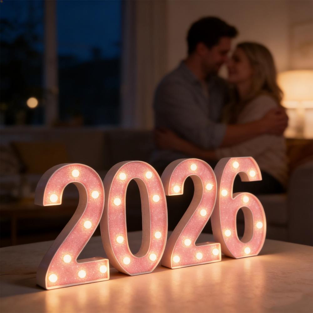 Light Up Letters Marquee - ตัวเลขไฟ LED ขนาดใหญ่ ปี 2026 ใช้แบตเตอรี่