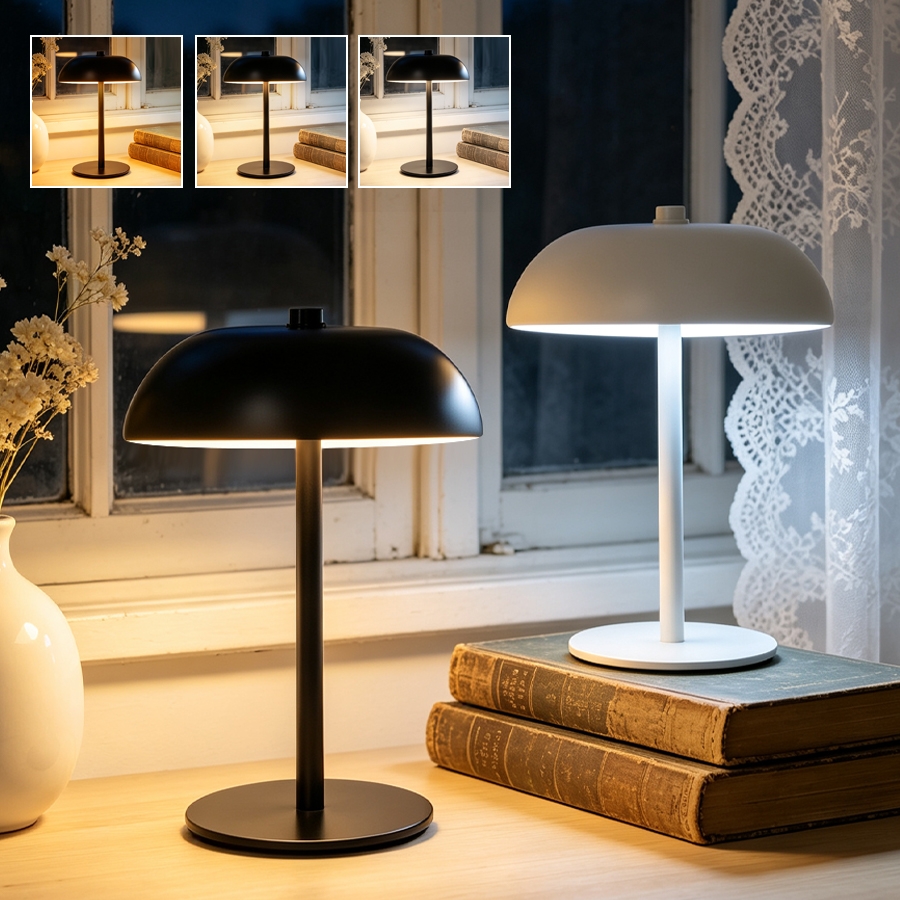Mushroom Table Lamp - โคมไฟตั้งโต๊ะไร้สายรูปทรงเห็ด 3 สี ควบคุมด้วยระบบสัมผัส ปรับความสว่างได้ ไฟ