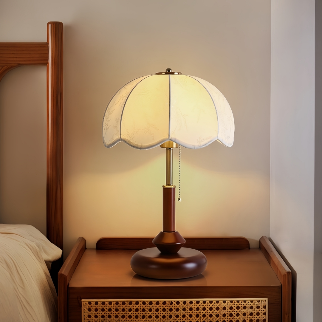 Led Lighting Decor - โคมไฟตั้งโต๊ะทรงโดมแบบวินเทจ สำหรับห้องนอน โต๊ะข้างเตียง ห้องทำงาน ทางเข้าบ้าน พร้อมสายดึงแบบเรโทร