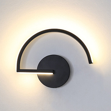 Led Lighting Decor - โคมไฟติดผนัง LED สไตล์นอร์ดิกสมัยใหม่, โคมไฟติดผนังทรงเรขาคณิตสีดำแบบมินิมอลสำหรับตกแต่งห้องนอนข้างเตียงห้องนั่งเล่น, ไฟตกแต่งบ้านสุดสร้างสรรค์