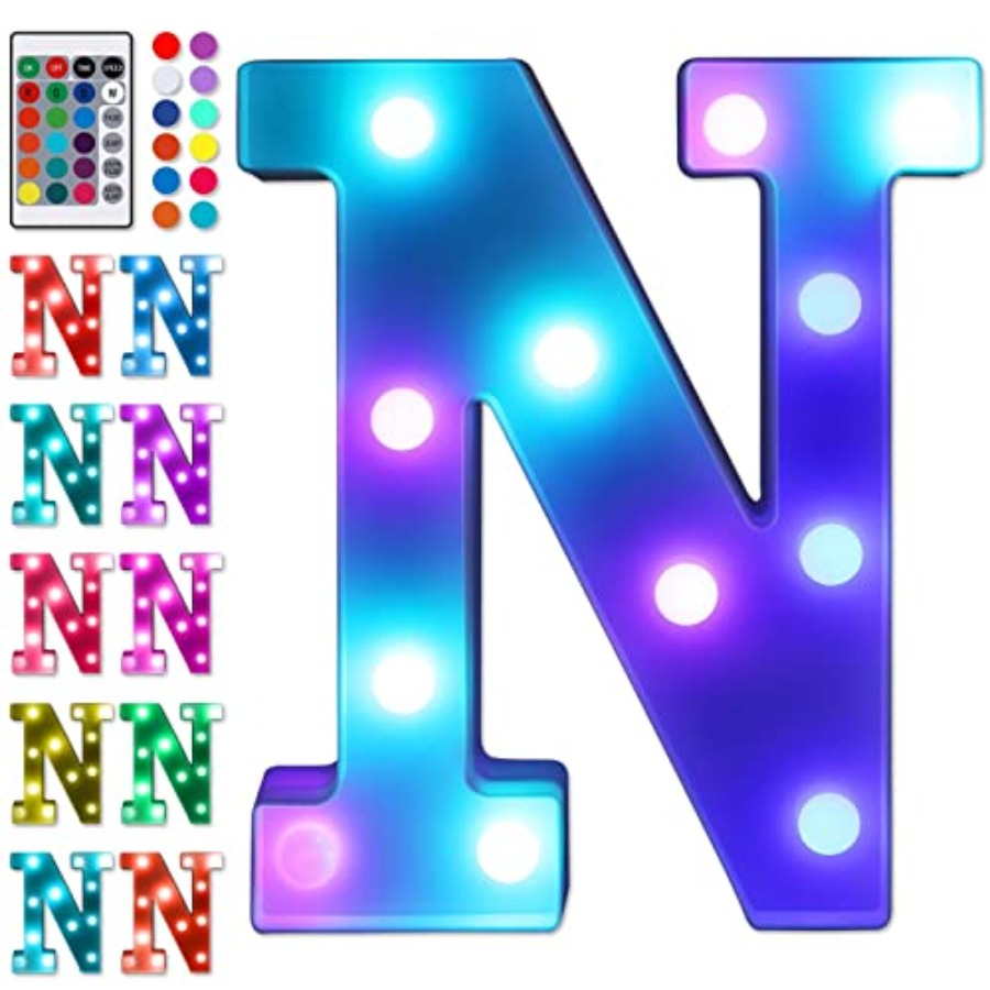 Light Up Letters Marquee - ไฟตัวอักษร LED พร้อมรีโมท, ป้ายไฟตัวอักษรสำหรับไฟกลางคืนงานแต่งงาน/งานวันเกิด ใช้พลังงานจากแบตเตอรี่ คริสต์มาส