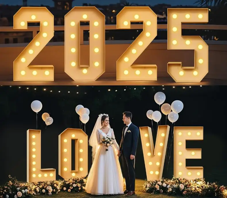 Light Up Letters Marquee - ตัวเลขเรืองแสงแบบมาร์กีพร้อมไฟสีขาว ตัวอักษรมาร์กีสีขาวสำหรับงานวันเกิด ตัวอักษรกรอบโมเสคขนาดใหญ่แบบสำเร็จรูปทำจากกระดาษแข็ง
