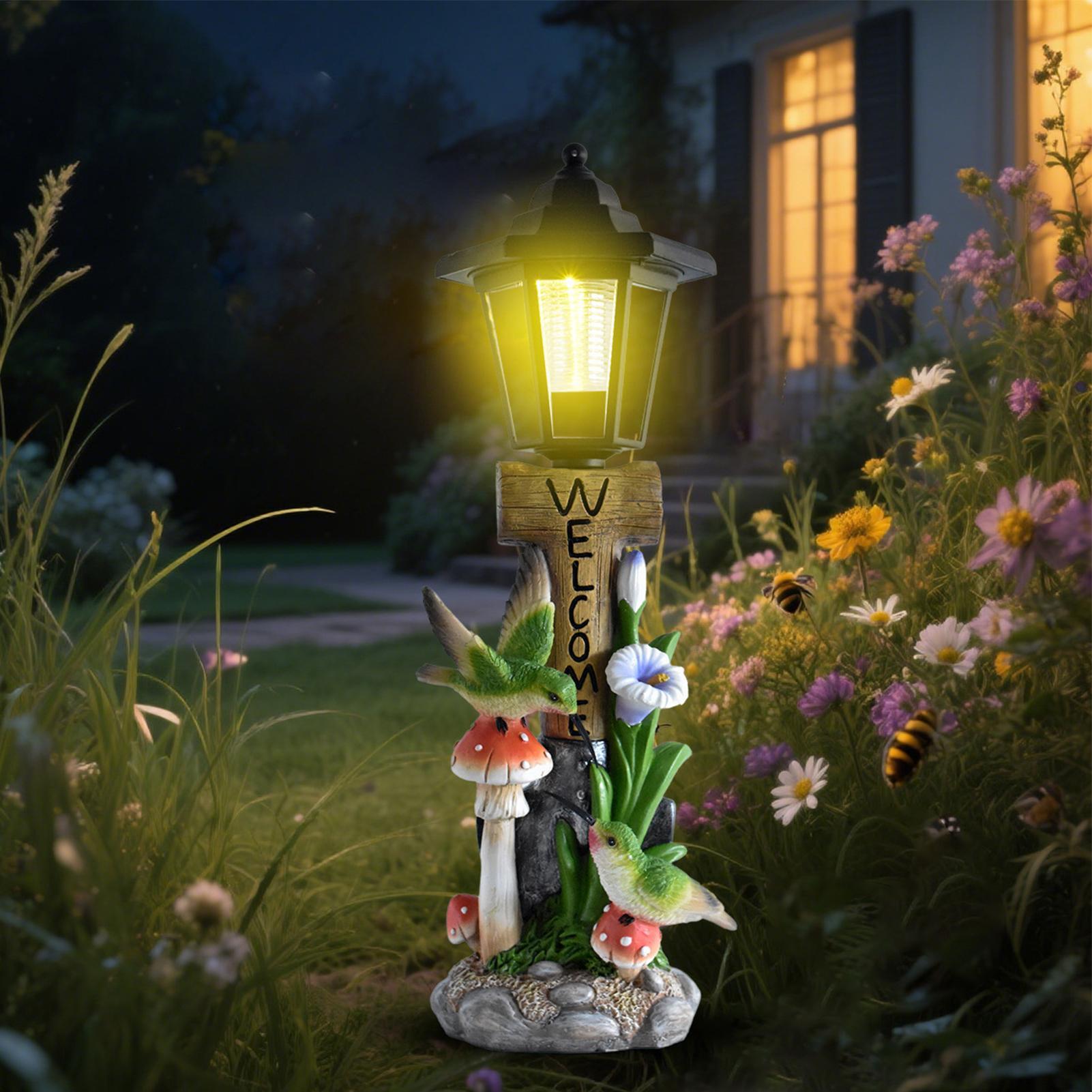 Yard Lighting Decor - ไฟสวนพลังงานแสงอาทิตย์รูปปั้นเรซิ่นเปิด/ปิดอัตโนมัติ ตกแต่งสนามหญ้า ของตกแต่งบ้าน สวน ลานบ้าน ระเบียง