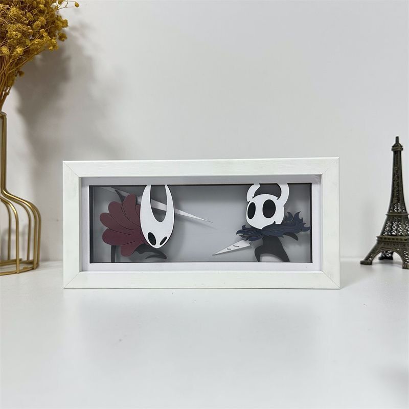 Lighting Room Decor Items - กล่องไฟกระดาษตัดลาย Hollow Knight ไฟ LED สำหรับตกแต่งโต๊ะทำงาน