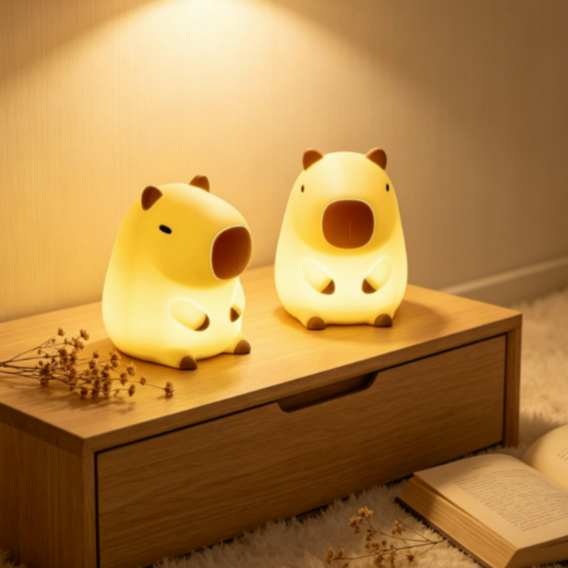 Lighting Room Decor Items - โคมไฟคาปิบาร่าน่ารัก ไฟกลางคืนการ์ตูนซิลิโคน โคมไฟข้างเตียงสร้างสรรค์ สำหรับตกแต่งห้อง ของขวัญวันเกิด ลดราคา