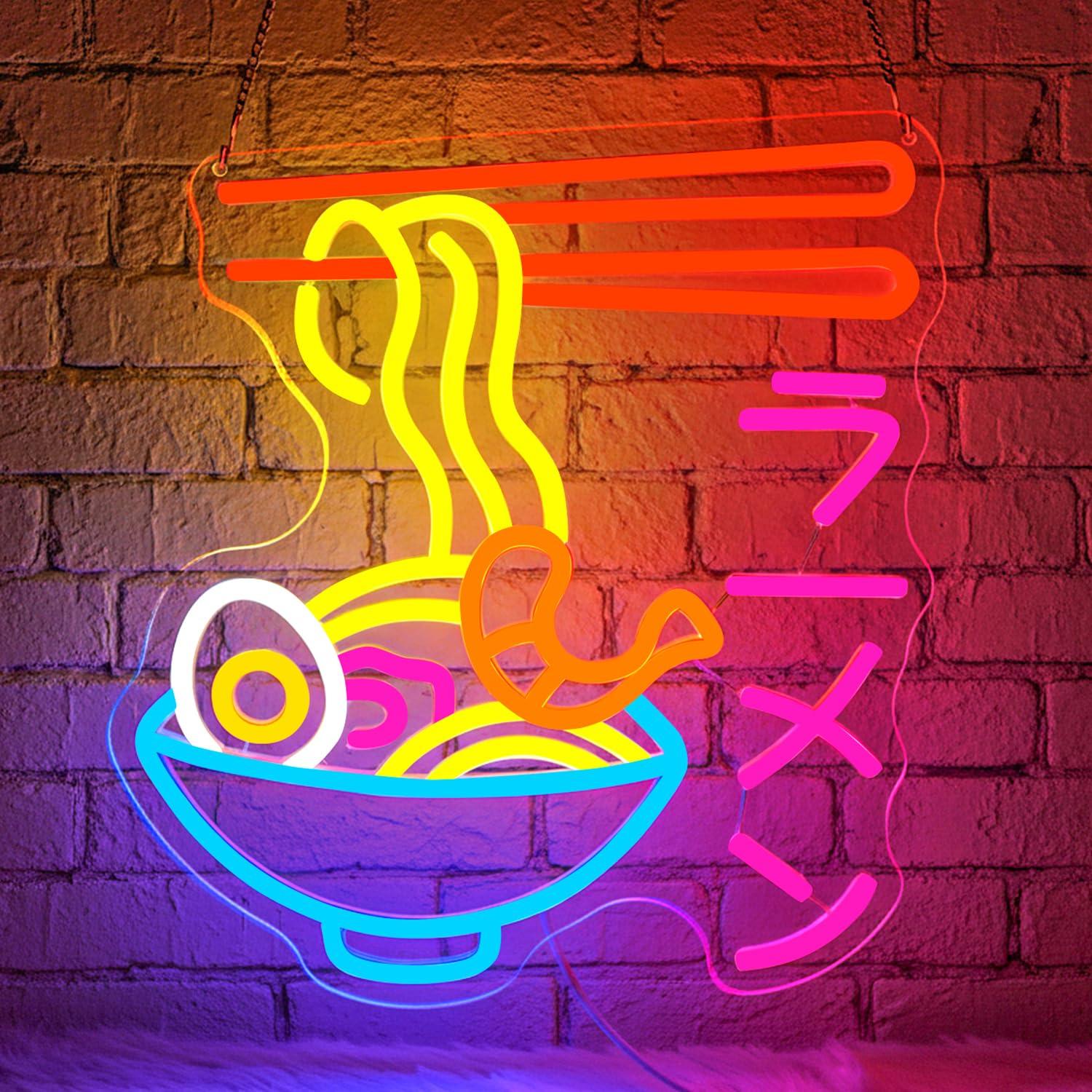 Lighting Decor For Room - ป้ายไฟนีออนรูปราเมน ชามบะหมี่ญี่ปุ่น ไฟ LED นีออน พร้อมป้ายไฟนีออนสำหรับร้านราเมน