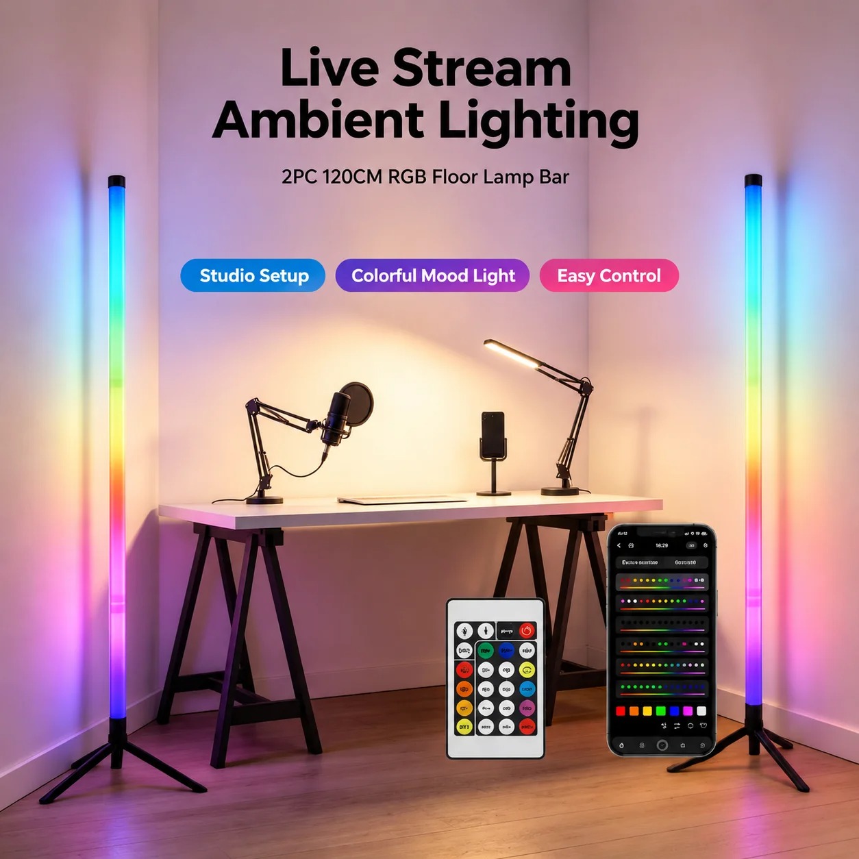 โคมไฟตั้งพื้นแบบมุม RGB LED 2  - Lighting Decor For Room บทวิจารณ์และราคา