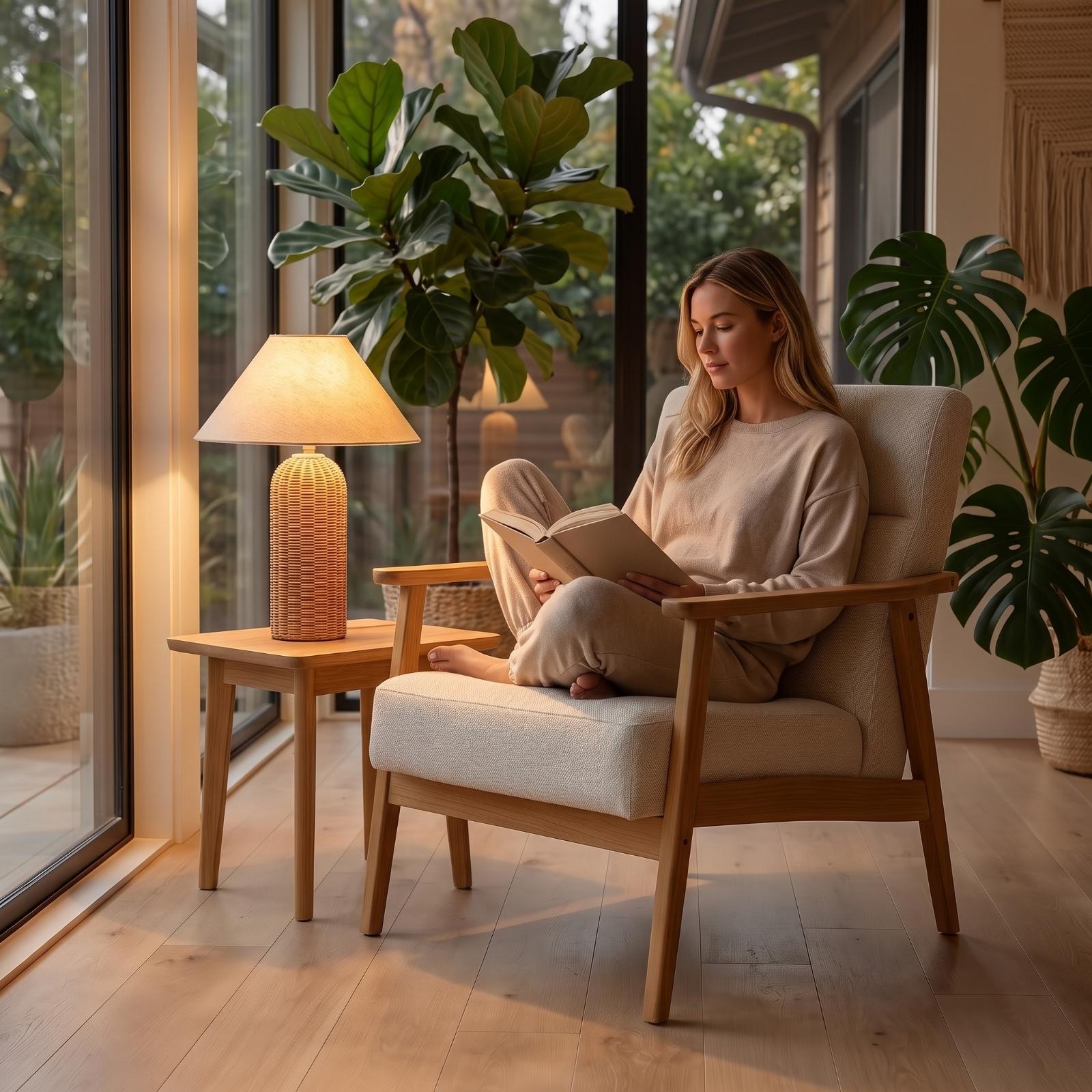 โคมไฟข้างเตียง ฐานหวาย โคมผ้า  - Lighting Decor For Room บทวิจารณ์และราคา