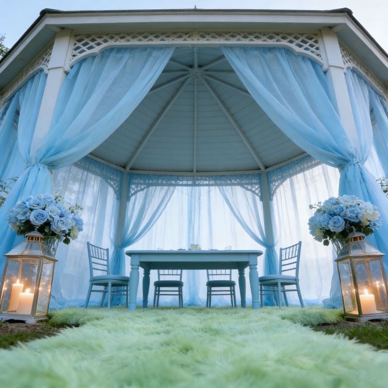 ม่านโปร่งสีฟ้าอ่อนละมุนแบบฝ้าย - Lighting Decor Photos บทวิจารณ์และราคา