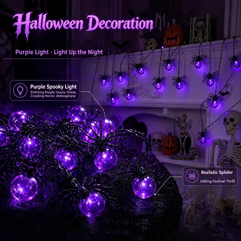 ไฟสาย LED รูปแมงมุมใช้พลังงานจ - Yard Lighting Decor บทวิจารณ์และราคา
