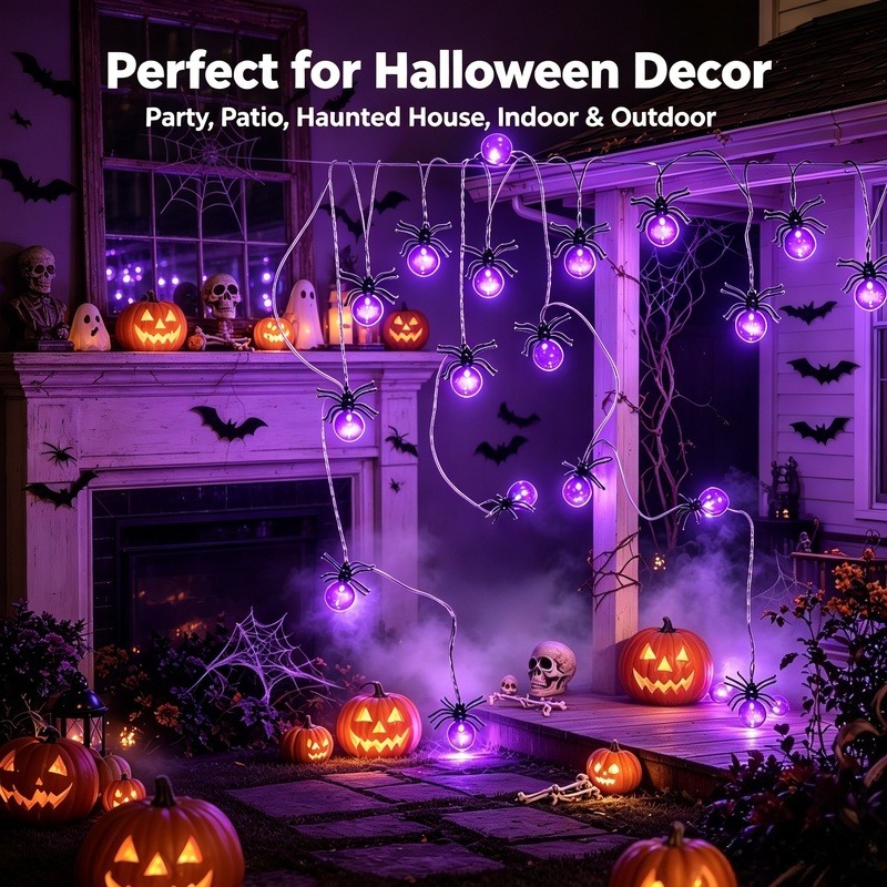 ไฟสาย LED รูปแมงมุมใช้พลังงานจ - Yard Lighting Decor บทวิจารณ์และราคา