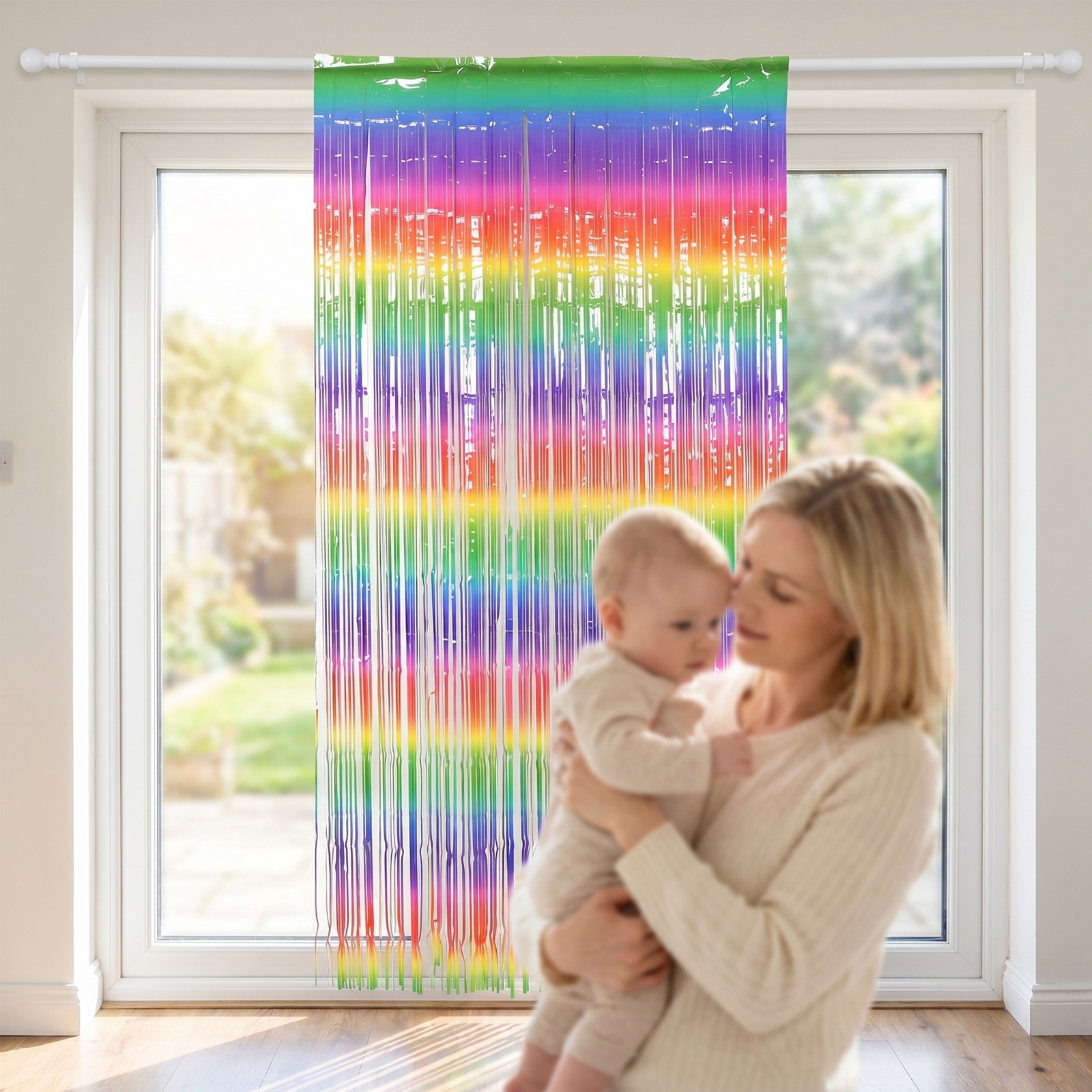 ม่านฟอยล์สีรุ้ง 2 ชิ้น สำหรับต - Lighting Decor Photos บทวิจารณ์และราคา
