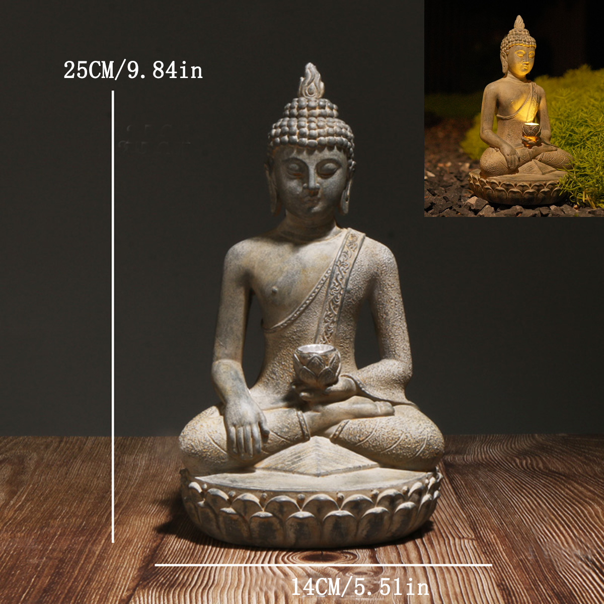 รูปปั้นพระพุทธรูปพลังงานแสงอาท - Decor Lighting India บทวิจารณ์และราคา