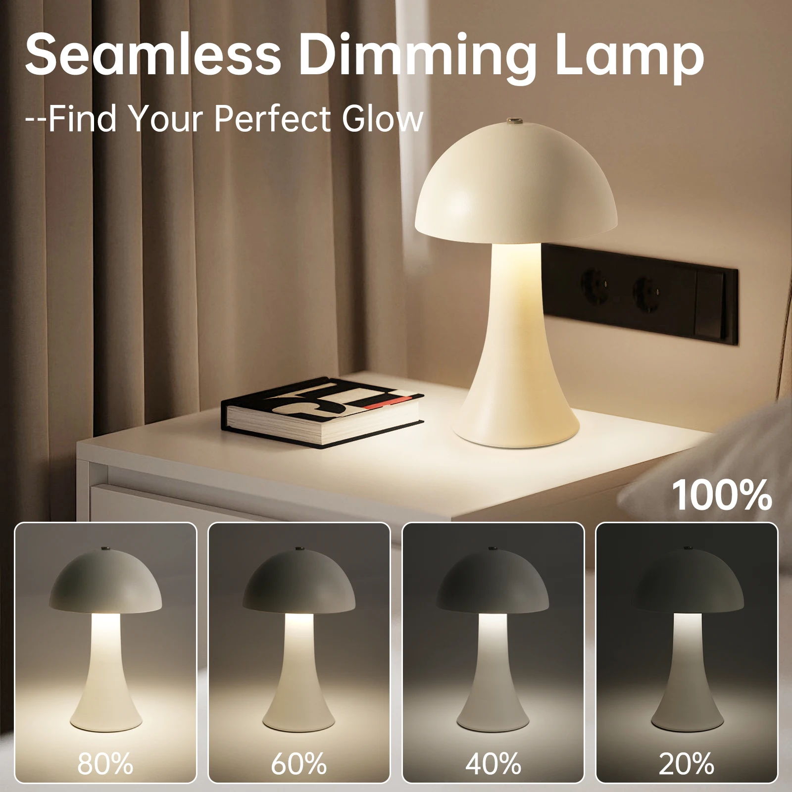 โคมไฟตั้งโต๊ะ LED แบบชาร์จไฟได - Mushroom Table Lamp บทวิจารณ์และราคา