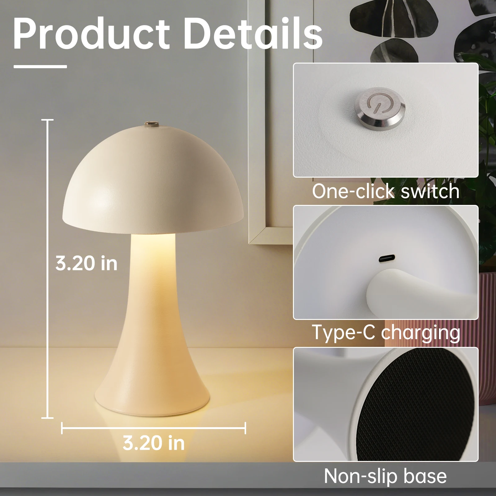 โคมไฟตั้งโต๊ะ LED แบบชาร์จไฟได - Mushroom Table Lamp บทวิจารณ์และราคา