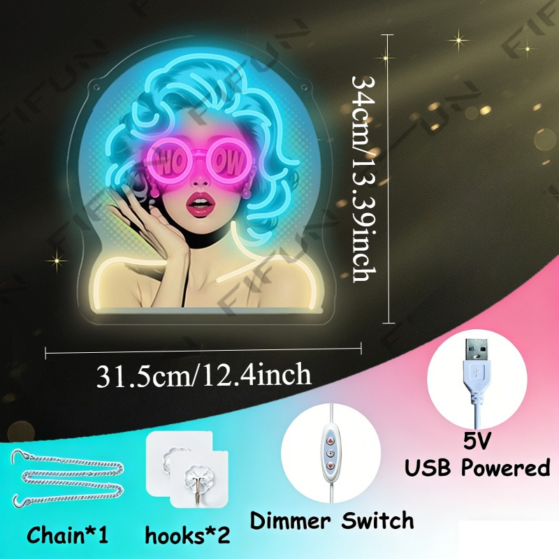 ป้ายไฟนีออน WOW Curl Girl พิมพ - Lighting Decor Wow บทวิจารณ์และราคา