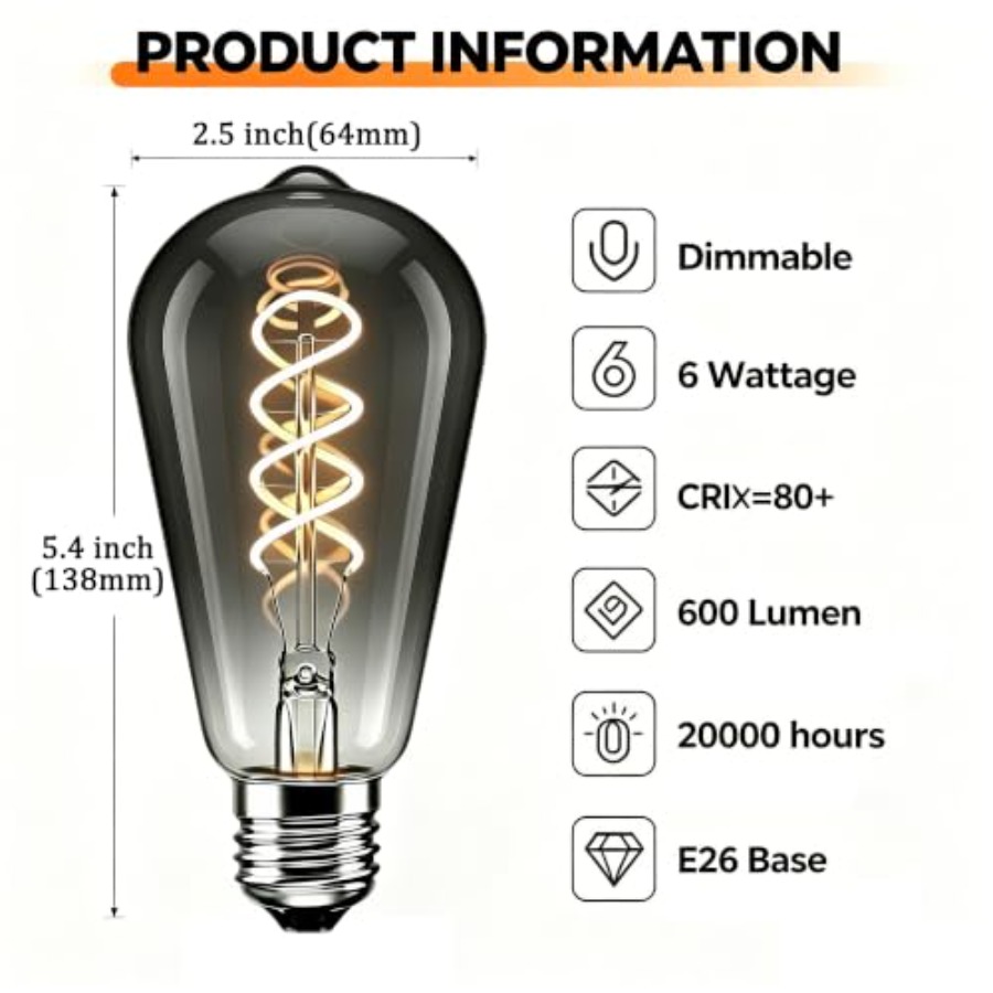 4 แพ็ค ST64 หลอดไฟ LED เอดิสัน - Led Lighting Decor บทวิจารณ์และราคา