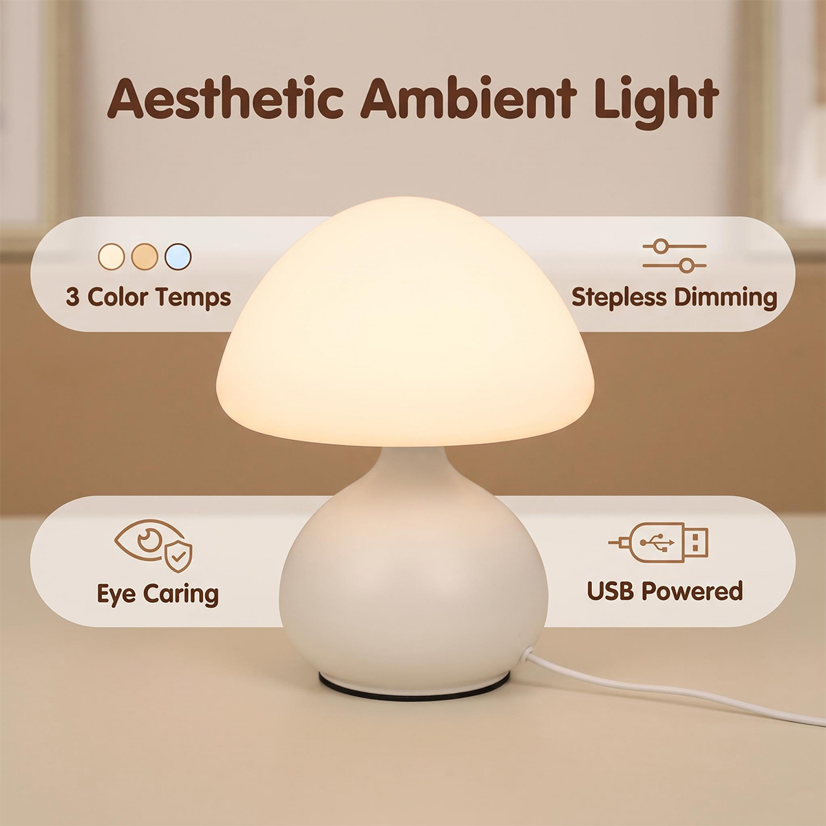 โคมไฟข้างเตียงรูปเห็ดขนาดเล็ก  - Mushroom Table Lamp บทวิจารณ์และราคา