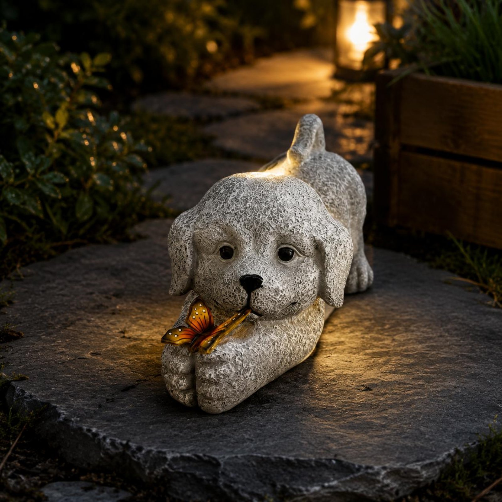 รูปปั้นสุนัขพลังงานแสงอาทิตย์  - Yard Lighting Decor บทวิจารณ์และราคา