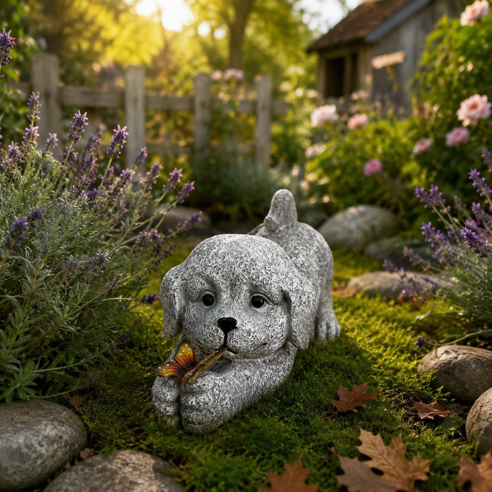 รูปปั้นสุนัขพลังงานแสงอาทิตย์  - Yard Lighting Decor บทวิจารณ์และราคา