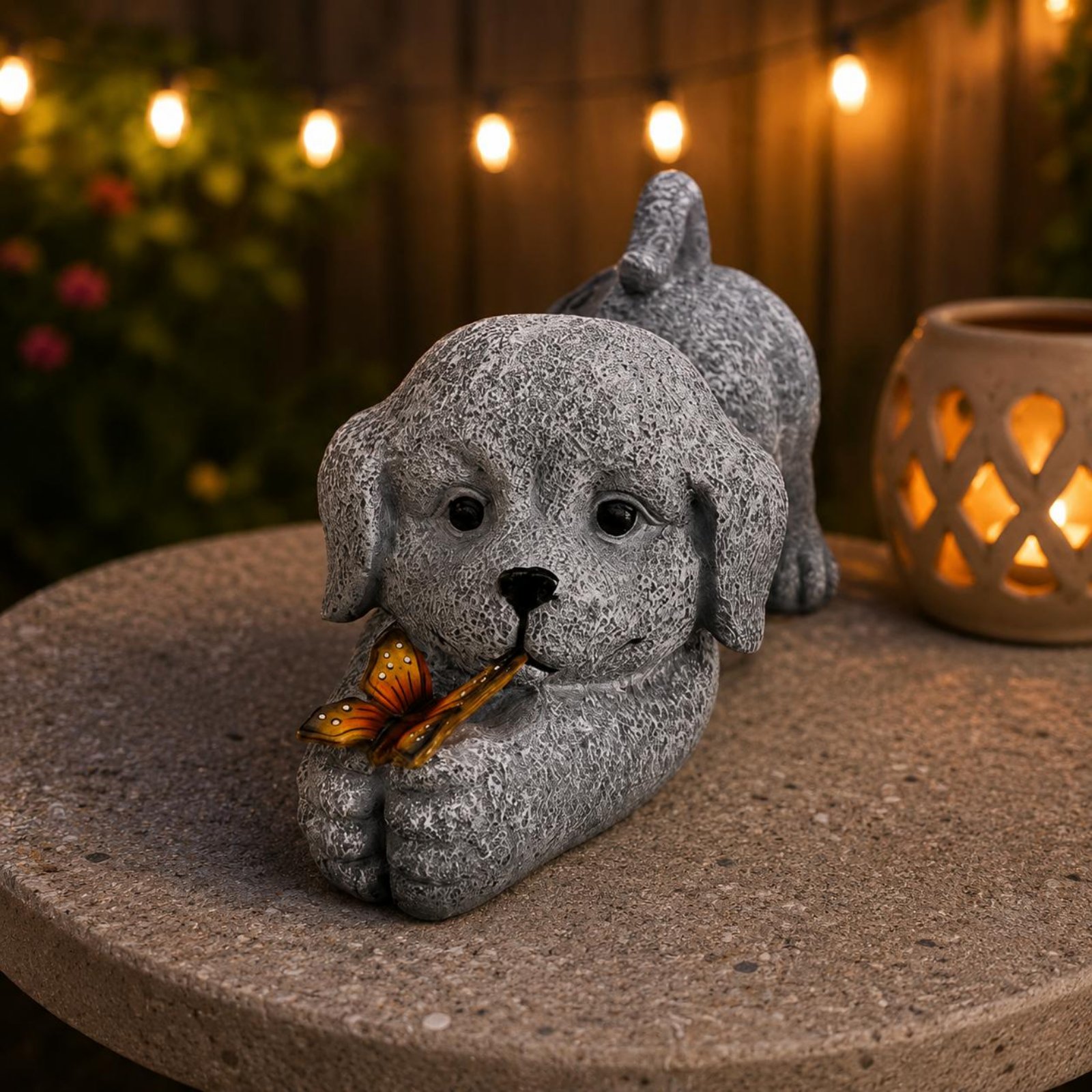 รูปปั้นสุนัขพลังงานแสงอาทิตย์  - Yard Lighting Decor บทวิจารณ์และราคา