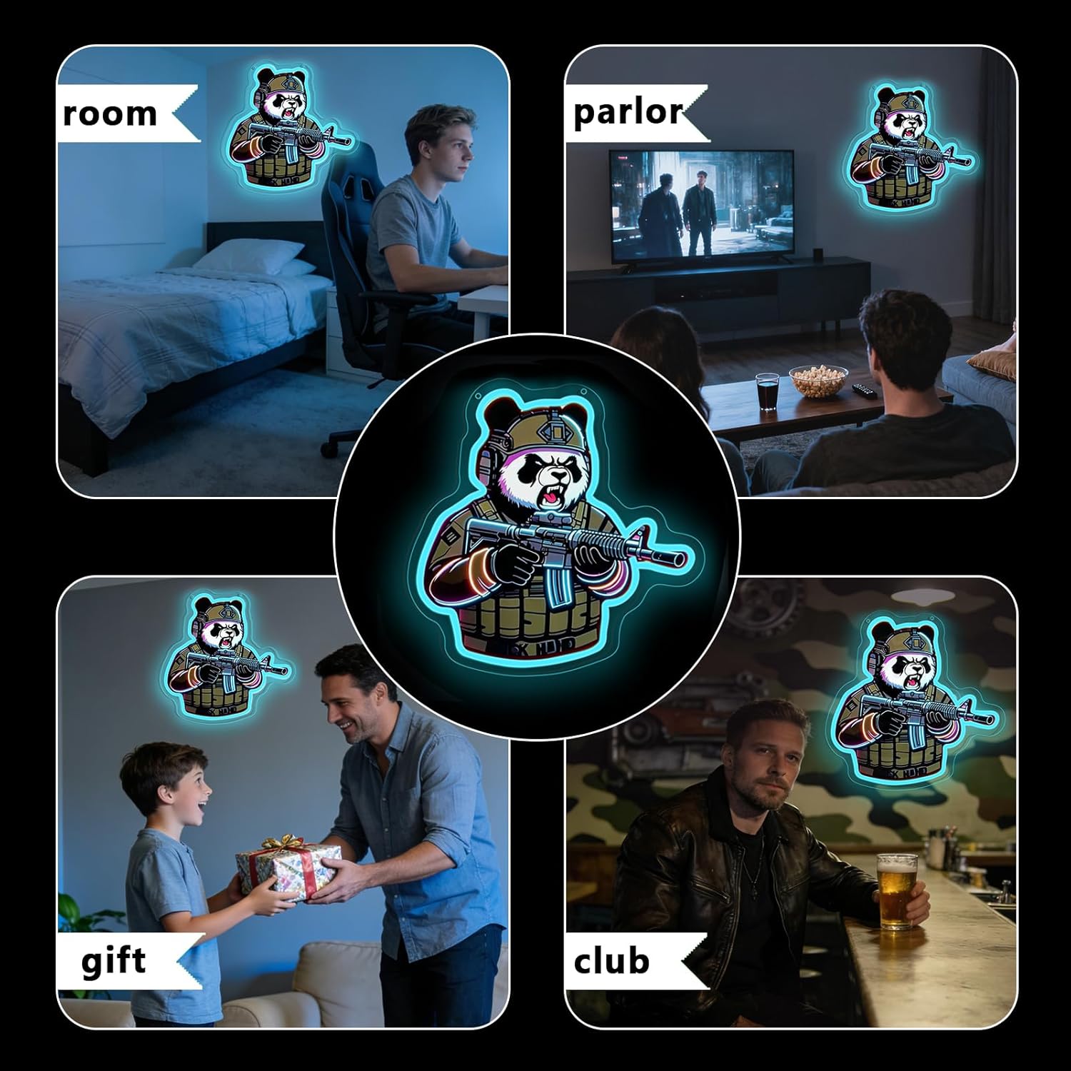 ป้ายไฟนีออนรูปแพนด้าแบบยุทธวิธ - Lighting Decor For Room บทวิจารณ์และราคา